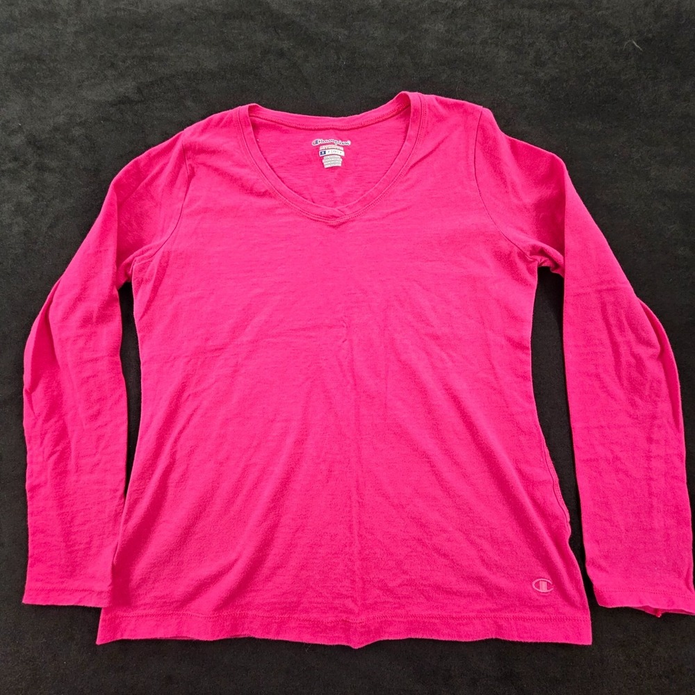 Champion‎ Authentic Pink Long Sleeve Cotton T-Shirt Women's S